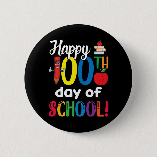 Kinder Lehrer Geschenk zum 100. Schultag Button (Vorderseite)
