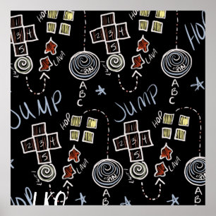 Kinder Lehrer Spaß Recess Spielplatz Chalkboard Zi Poster