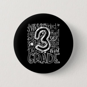 Kinder Lehrer zurück zur Schule 3. Klasse Typogr Button