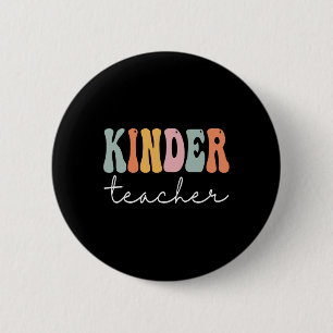 Kinder-Lehrerin Retro Groovy Frauen glücklichen er Button