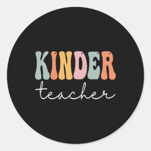 Kinder-Lehrerin Retro Groovy Frauen glücklichen er Runder Aufkleber
