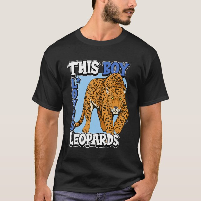 Kinder Leopard Quote Wildcat Dieser Junge Lieben L T-Shirt (Vorderseite)
