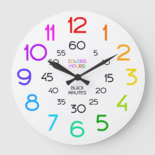Kinder lernen, die Zeit an der Klassenzimmer-Wandu Große Wanduhr