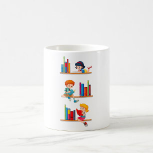 Kinder lesen Bücher Kaffeetasse