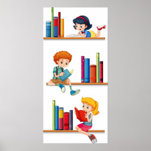 Kinder lesen Bücher Poster