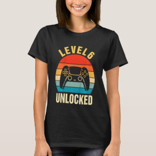 Kinder Level 6 Unlocks Videospiel 6. Geburtstag T-Shirt