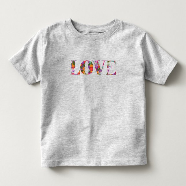 Kinder "Liebe" mit Blume T - Shirt (Vorderseite)
