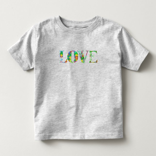 Kinder "Liebe" mit Blume T - Shirt (Vorderseite)