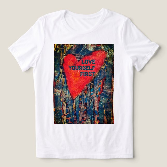 Kinder "Liebe Sie selbst zuerst" Mosaikherz T - Sh Tri-Blend Shirt (Design Vorderseite)