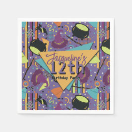 Kinder Lila Retro Witchy Halloween Serviette