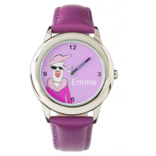 Kinder Lila Strahl Niedliche Lady Llama Watch Armbanduhr