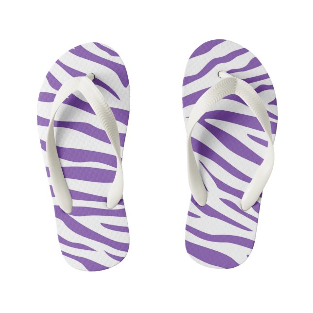 Kinder Lila Zebra Stripe Flip Flops (Fußbett)