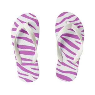 Kinder Lila Zebra Stripe Flip Flops