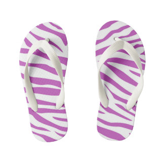 Kinder Lila Zebra Stripe Flip Flops