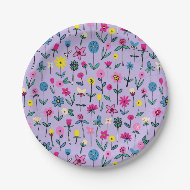 Kinder Lilac Floral Geburtstag Pappteller (Vorderseite)