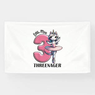 Kinder Little Miss Threenager Drei 3. Geburtstag M Banner