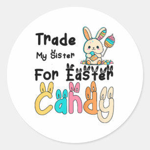 Kinder lustig werden Schwester für Oster-Candy-Bun Runder Aufkleber