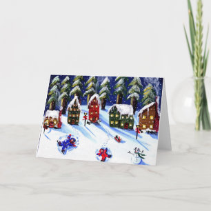 Kinder machen Snow Angels Holiday Folk Art: Feiertagskarte
