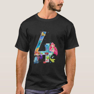 Kinder Mädchen 4. Geburtstagsmermaid 4 Jahre alt G T-Shirt