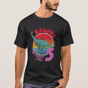 Kinder Mädchen 5th Birthday I Rawr! Brachiosaurus T-Shirt