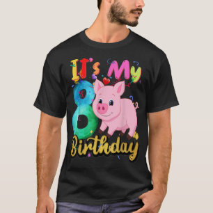 Kinder Mädchen 8. Geburtstag 8 Jahre alt Schwein G T-Shirt