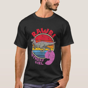 Kinder Mädchen 9th Birthday I Rawr! Velociraptor I T-Shirt