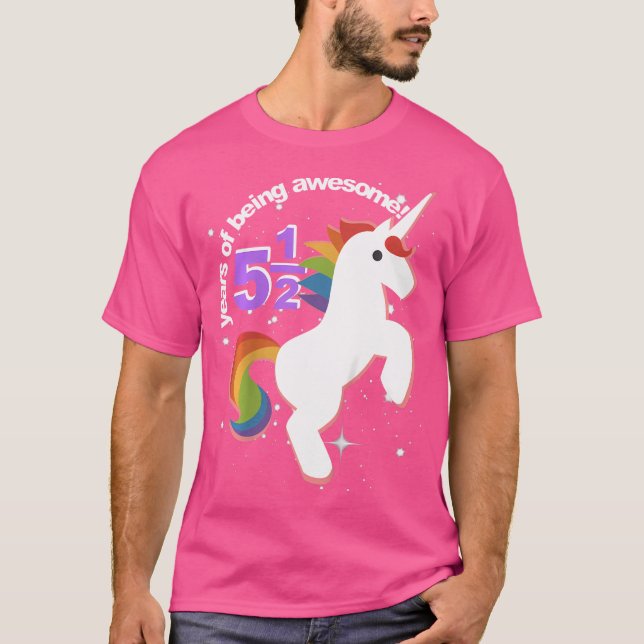 Kinder Mädchen Halbgeburt Einhorn Shirt 5.5 5 und  (Vorderseite)