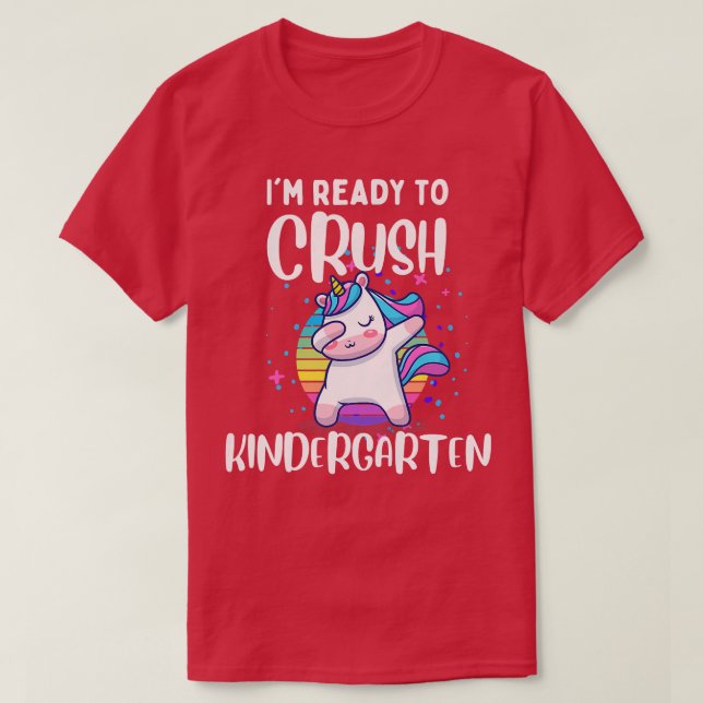 Kinder Mädchen Ich bin bereit Kindergarten Einhorn T-Shirt (Design vorne)