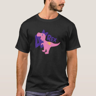 Kinder Mädchen Vier Rex Dinosaurier 4 Jahre alt Gi T-Shirt