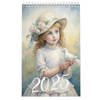 Kinder Mädchen Vintag Osterhase 2025 Kalender