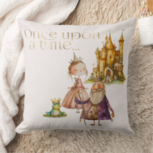 Kinder Märchen Prinzessin und Frosch Pink Kissen