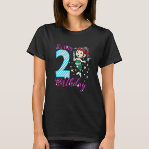 Kinder Meerjungfrau 2. Geburtstagskind Zwei 2 Jahr T-Shirt