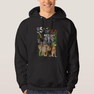 Kinder Mein 5. Wild Birthday Safari Animals Zoo Hoodie