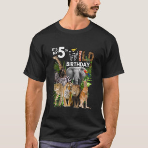 Kinder Mein 5. Wild Birthday Safari Animals Zoo T-Shirt