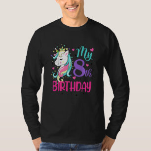 Kinder Mein 8. Geburtstag Niedliches Einhorn Gebur T-Shirt