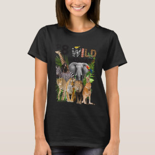 Kinder Mein 8. Wild Birthday Safari Animals Zoo T-Shirt