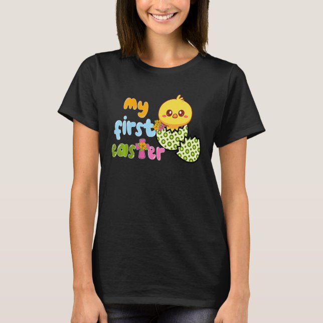 Kinder mein erstes Osteroster Hühnchen glücklich 1 T-Shirt (Vorderseite)