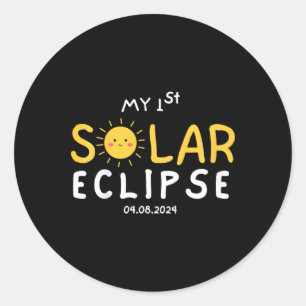 Kinder mein erstes Solar Eclipse 2024 Funny Kids B Runder Aufkleber