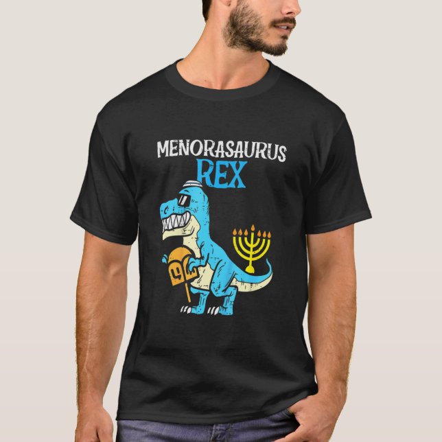 Kinder Menorasaurus Rex Jew Dino Trex Kleinkind Bo T-Shirt (Vorderseite)