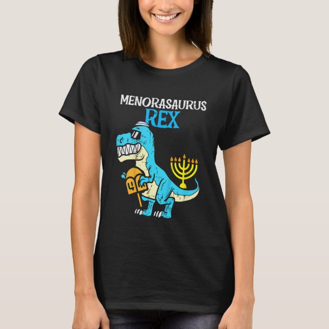 Kinder Menorasaurus Rex Jew Dino Trex Kleinkind Bo T-Shirt (Vorderseite)