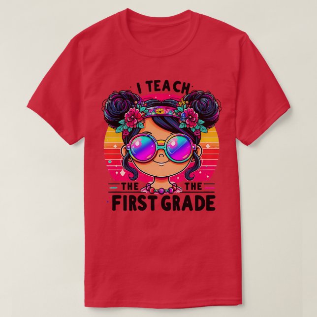 Kinder Messy Bun First Grade Girls T-Shirt (Design vorne)