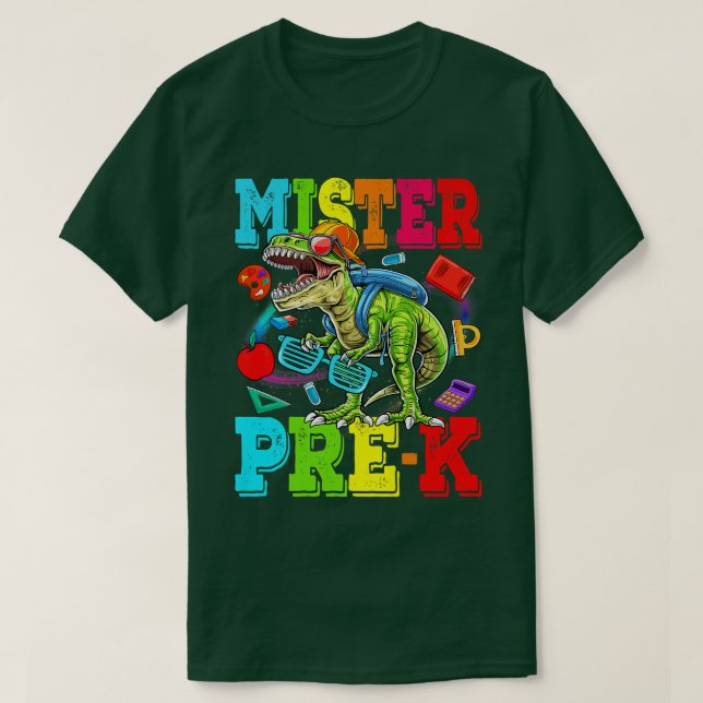 Kinder Mister Pre-K Typ Monster Truck Dinosaurier  T-Shirt (Design vorne)
