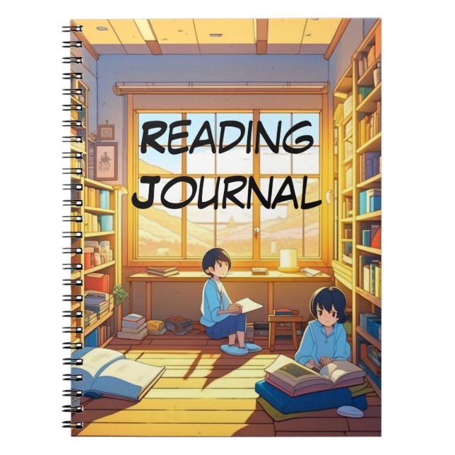 Kinder mit Büchern lesen Zeitschrift Anime style Notizblock (Vorderseite)