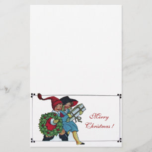 KINDER MIT CHRISTMAS GIFTS BRIEFPAPIER