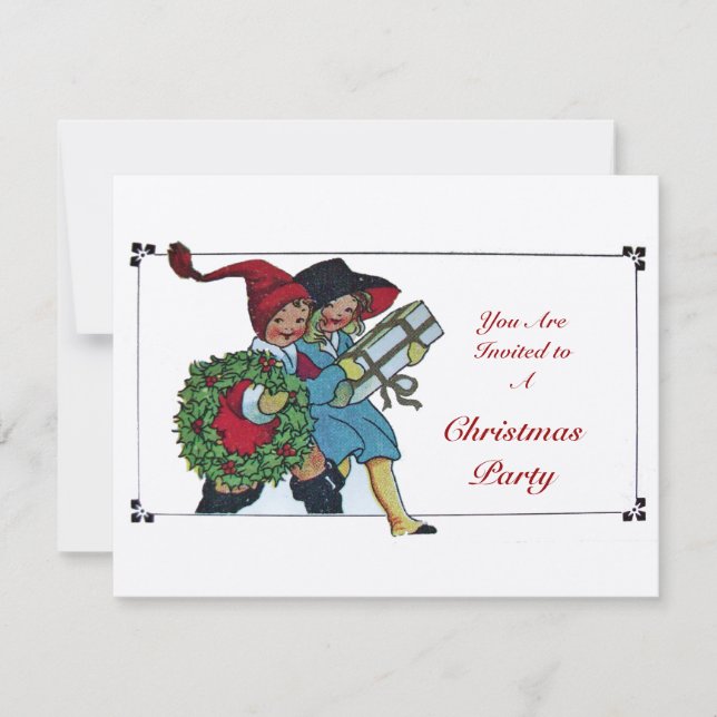 KINDER MIT CHRISTMAS GIFTS Champagner Metallic Einladung (Vorderseite)