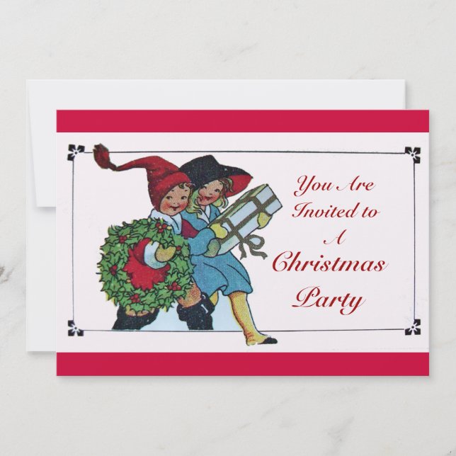 KINDER MIT CHRISTMAS GIFTS Champagner Metallic Einladung (Vorderseite)