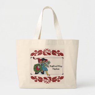 KINDER MIT CHRISTMAS GIFTS UND ROTEN FLORALEN JUMBO STOFFBEUTEL
