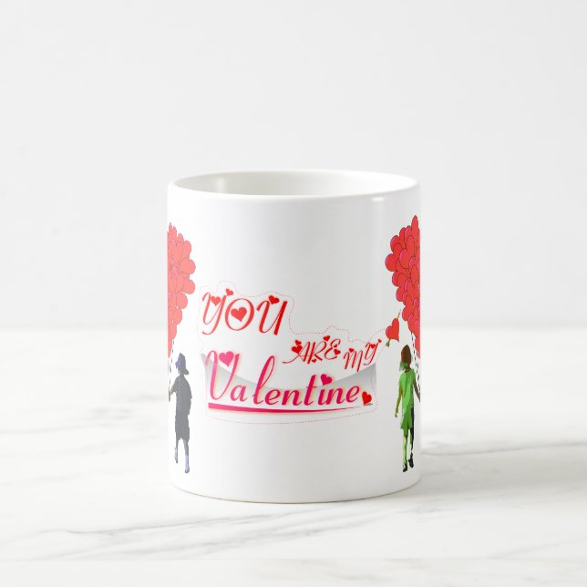 Kinder mit Händen und herzförmigen Ballons Kaffeetasse (Mittel)
