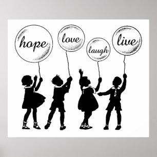 Kinder mit inspirierender Silhouette Poster