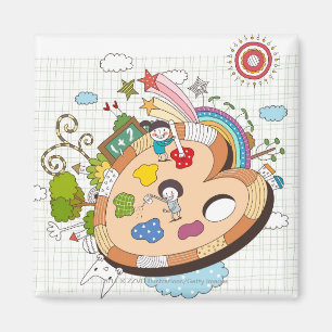 Kinder mit Malerpinseln Magnet